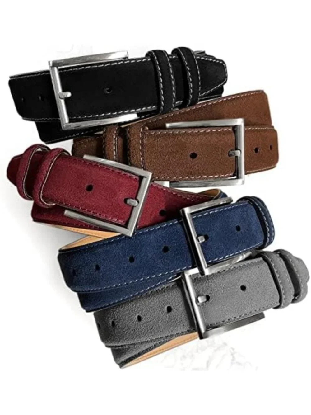 Stylish Men's Suede Leather Belt - Casual & Dress Options, 1-3/8